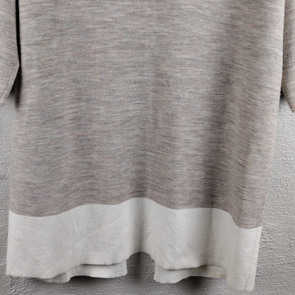 Eileen Fisher Wool Blend Natural Marbled Shawl Collar Long Open Front Cardigan - Picture 11 of 14